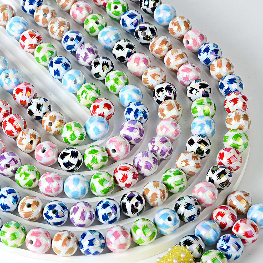 100Pcs 16mm cow pattern pattern acrylic beaded handmade DIY accessories bracelet bracelet accessories bead jewelry wholesale