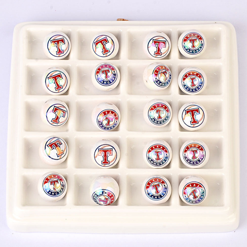 100Pcs acrylic printing MLB baseball round beads 16MM loose beads DIY bead pen car hanging accessories