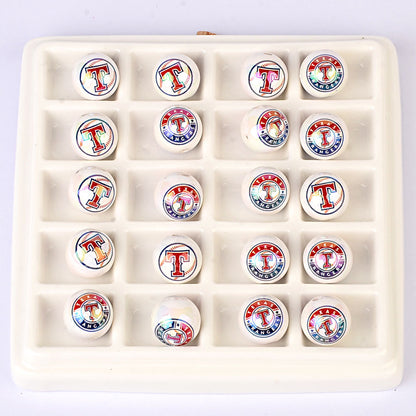 100Pcs acrylic printing MLB baseball round beads 16MM loose beads DIY bead pen car hanging accessories