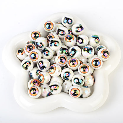 100Pcs US 32 NHL Ice Hockey Teams Printed Beads Beaded DIY Keys Mobile Phone Chain Handmade Jewelry Accessories Spot
