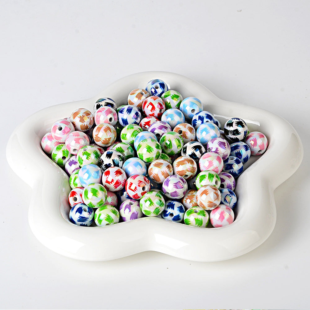 100Pcs 16mm cow pattern pattern acrylic beaded handmade DIY accessories bracelet bracelet accessories bead jewelry wholesale