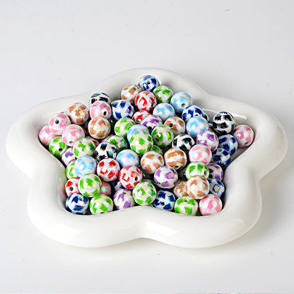 100Pcs 16mm cow pattern pattern acrylic beaded handmade DIY accessories bracelet bracelet accessories bead jewelry wholesale