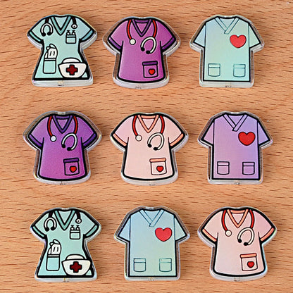 100Pcs acrylic double-sided relief nurse uniform through-hole piece bead DIY bracelet bead pen jewelry accessories spot wholesale