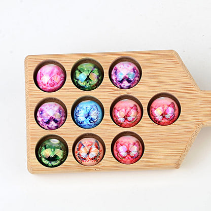 100Pcs acrylic printing round beads colored butterfly pattern loose beads handmade DIY bracelet hair accessories material wholesale