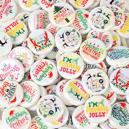 100Pcs Christmas themed acrylic flat beads Santa snowman Christmas tree gingerbread man DIY handmade accessories wholesale