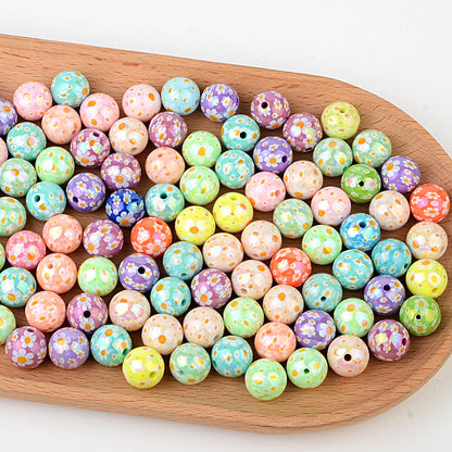 100Pcs acrylic solid color plating color printing sun flower DIY live broadcast mobile phone rope keychain pen accessories beads
