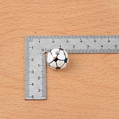 100Pcs 16MM color-plated printed football straight-hole beads DIY jewelry mobile phone chain beaded keychain bag chain accessories