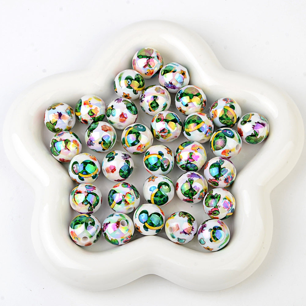 100Pcs acrylic solid color printing marine life starfish clownfish DIY mobile phone rope keychain pen jewelry accessories