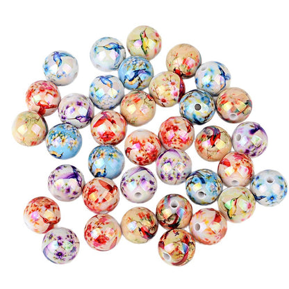 100Pcs UV printed magpie bird acrylic hummingbird pattern beads DIY handmade bracelet necklace beaded material wholesale