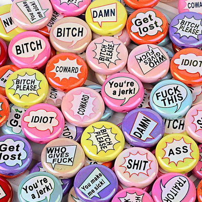 100Pcs double-sided printed English letters swear words disc beaded through hole round bead DIY handmade jewelry bracelet bag pendant material