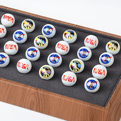 100Pcs cross-border hot NASA pattern printing round beads acrylic through-hole loose beads handmade beaded bracelet accessories wholesale