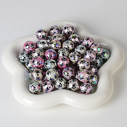 Spot 20mmUV plated colored cat paw beaded DIY jewelry mobile phone chain beaded pen and other hand-woven accessories wholesale