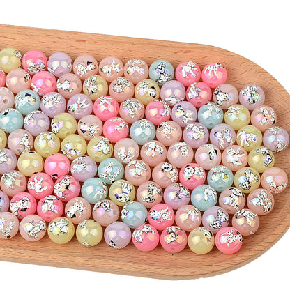 100Pcs Acrylic 101 Loyal Dog Spotted Dog Pattern Printed Beads DIY Handmade Beaded Loose Beads Mobile Phone Chain Jewelry Accessories