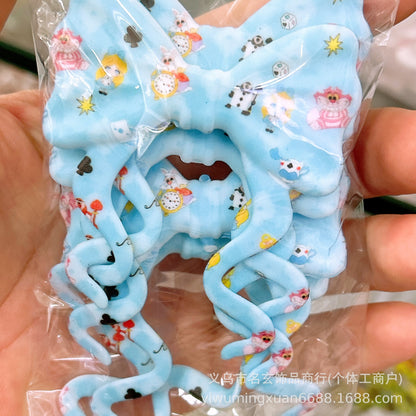 70*59mm双面印花飘带蝴蝶结燕尾蝴蝶结竖孔diy咕笔串珠笔包挂配件