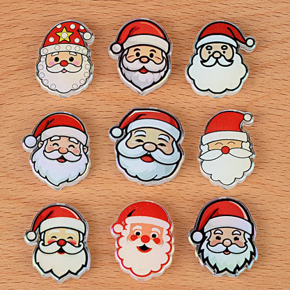 100Pcs Christmas series cartoon Santa Claus snowman Christmas tree acrylic sheet DIY handmade jewelry materials wholesale