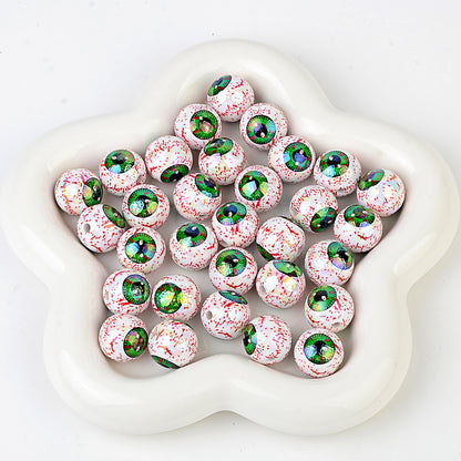 100Pcs 16mm Halloween Personalized Plated UV Colorful Horror Eyeball Beads DIY Handmade Beaded Loose Ball Pen Mobile Phone Chain Accessories