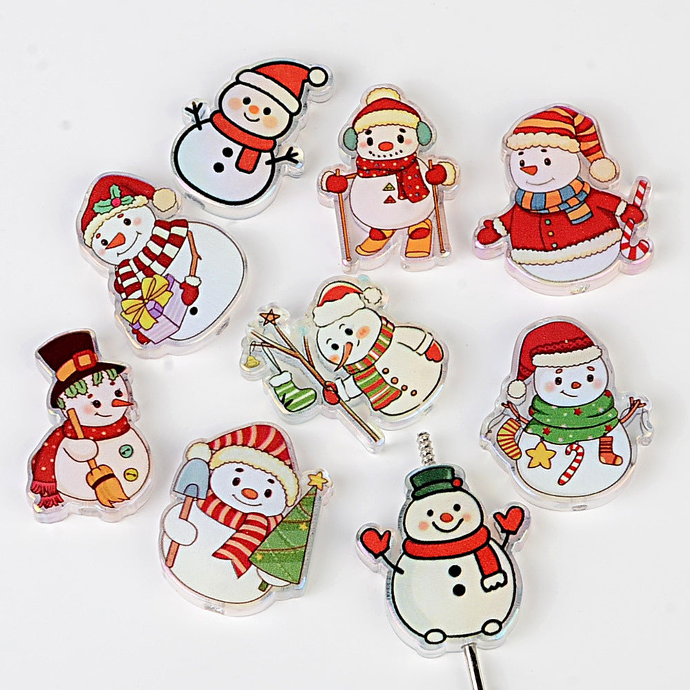 100Pcs Christmas series cartoon Santa Claus snowman Christmas tree acrylic sheet DIY handmade jewelry materials wholesale