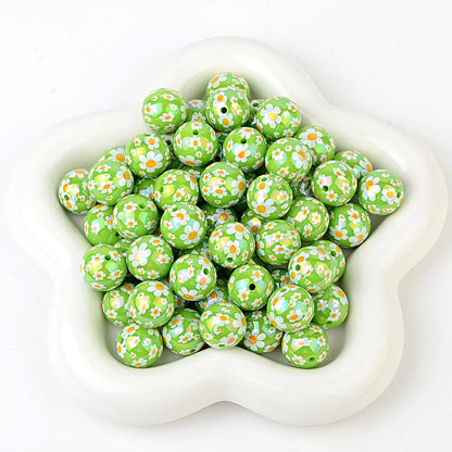 100Pcs acrylic solid color plating color printing sun flower DIY live broadcast mobile phone rope keychain pen accessories beads