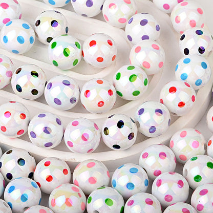 100Pcs hot-selling printing color dot through-hole beads DIY handmade bead pen mobile phone chain car pendant accessories wholesale