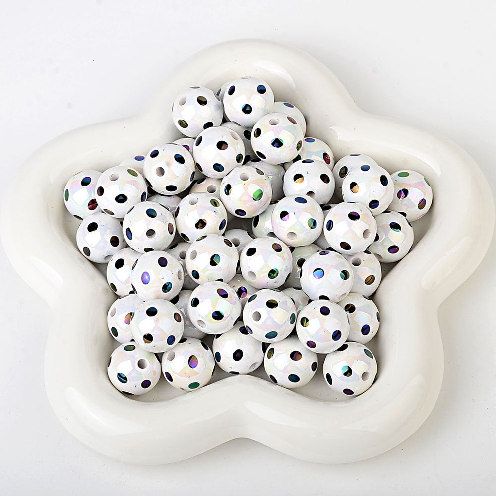 100Pcs hot-selling printing color dot through-hole beads DIY handmade bead pen mobile phone chain car pendant accessories wholesale