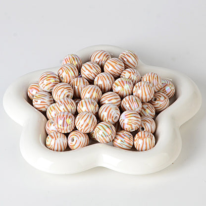 100Pcs 16mm acrylic zebra pattern straight hole round beads DIY handmade string loose beads mobile phone chain pen necklace jewelry accessories