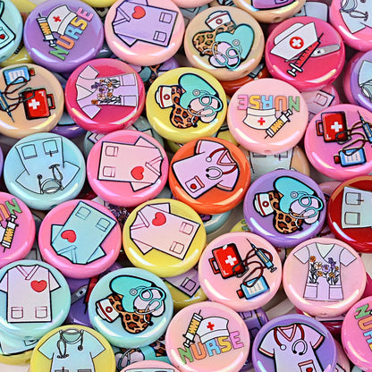 100Pcs acrylic disc bead printing medical clothing straight hole round bead DIY mobile phone rope keychain bead pen accessories