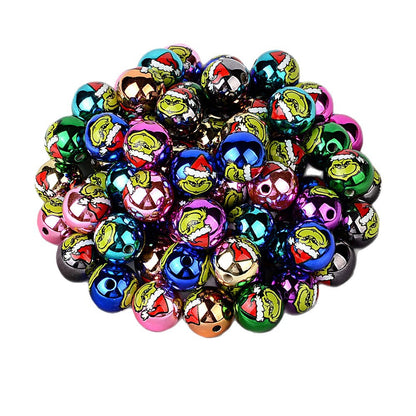 100Pcs uv printed Christmas Grinch cartoon beaded DIY mobile phone chain keychain pen accessories