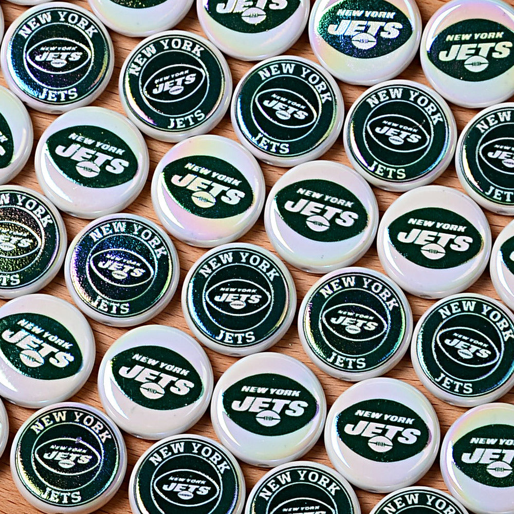 100Pcs 24mm NFL Football Team Acrylic Double Sided Printed Through Hole Beads DIY Bracelet Round Cake Beads