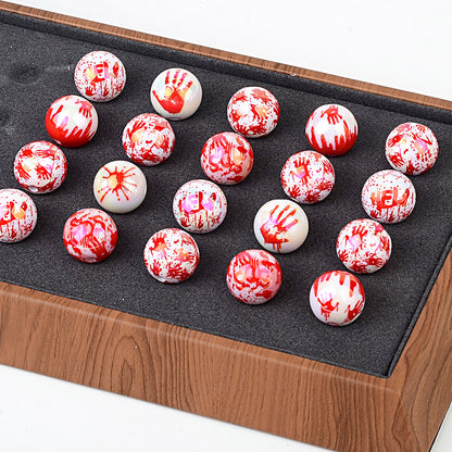 100Pcs Halloween Funny Blood Handprint Straight Hole Acrylic Bead DIY Mobile Phone Chain Keychain Bead Pen Accessories