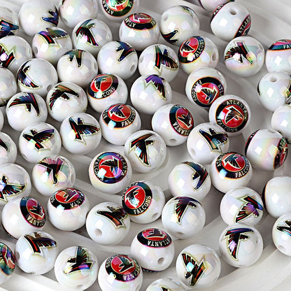 100Pcs 16MM American NFL32 football teams printed round beads DIY double-sided printed bead pen car hanging mobile phone with