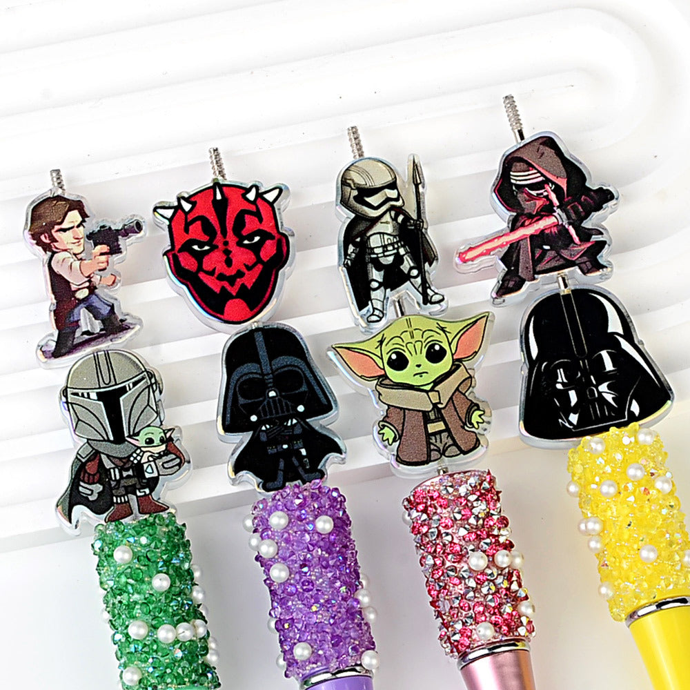 100Pcs Star Wars acrylic sheet printing loose beads DIY bead pen keychain accessories wholesale DIY bracelet loose beads