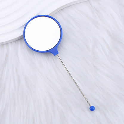 Handheld round makeup mirror high definition student portable makeup ins wind mini handle small mirror spot