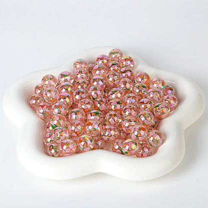 100Pcs 16mm acrylic beaded printed strawberry round beads DIY mobile phone rope keychain accessories jewelry material wholesale