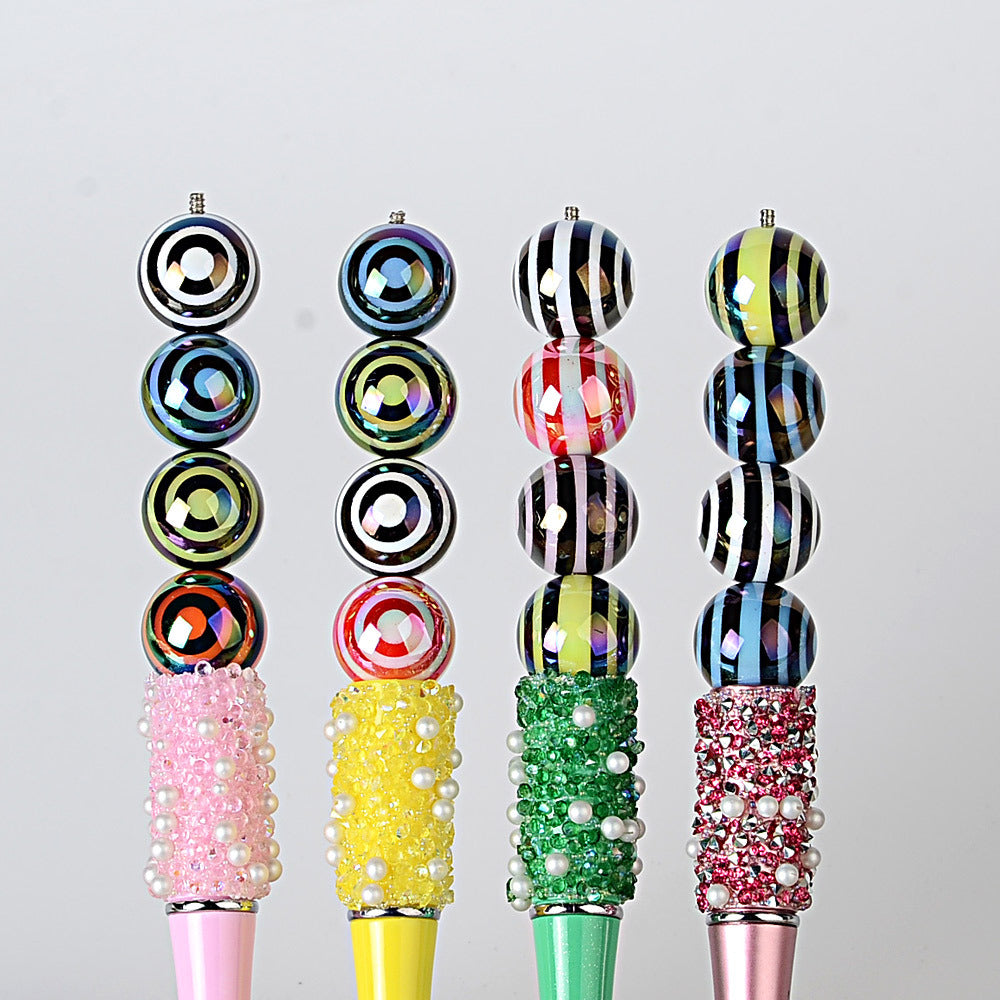 100Pcs 16mm acrylic plated colored circle lollipop straight hole round bead DIY bead pen keychain jewelry accessories loose beads