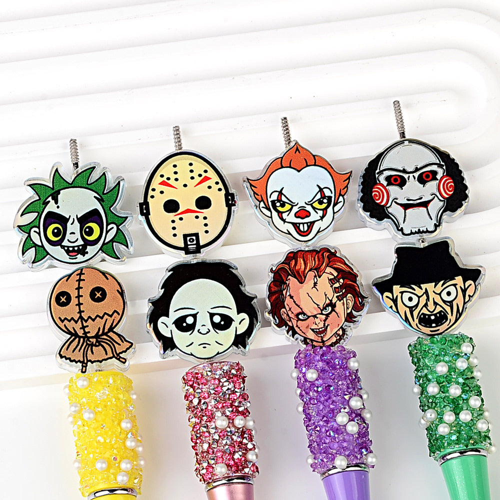 100Pcs Halloween dark horror character avatar acrylic sheet DIY handmade beaded accessories printed patch jewelry