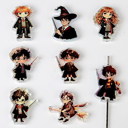 100Pcs Academy of Wizardry Harry Potter Cartoon Character Acrylic Sheet Beads DIY Handmade Bead Pen Accessories