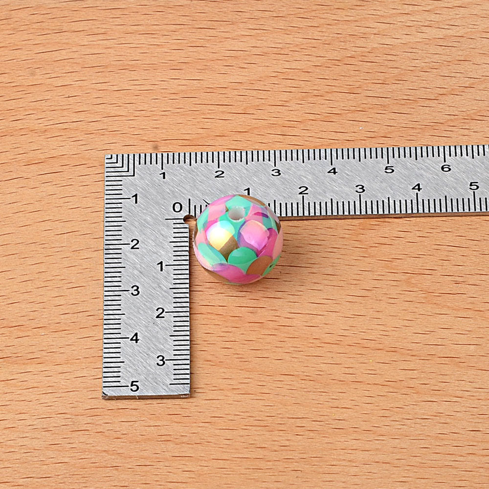 100Pcs 16mm acrylic straight hole UV plating color fish scale beaded DIY bead pen mobile phone chain keychain car hanging accessories