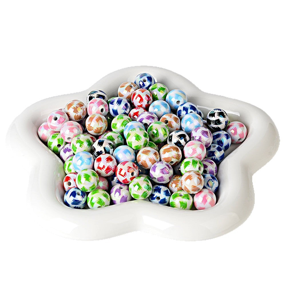 100Pcs 16mm cow pattern pattern acrylic beaded handmade DIY accessories bracelet bracelet accessories bead jewelry wholesale
