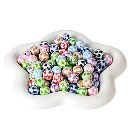100Pcs 16mm cow pattern pattern acrylic beaded handmade DIY accessories bracelet bracelet accessories bead jewelry wholesale