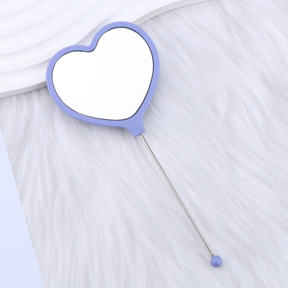 Heart-shaped makeup mirror, love DIY beaded mirror, handheld makeup mirror, portable single-sided vanity mirror, plastic spot.