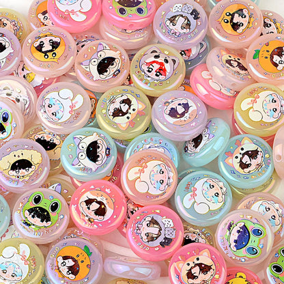 100Pcs SEVENTEEN Korean group doujin Q version printing through-hole flat beads DIY handmade bead pen mobile phone chain jewelry accessories