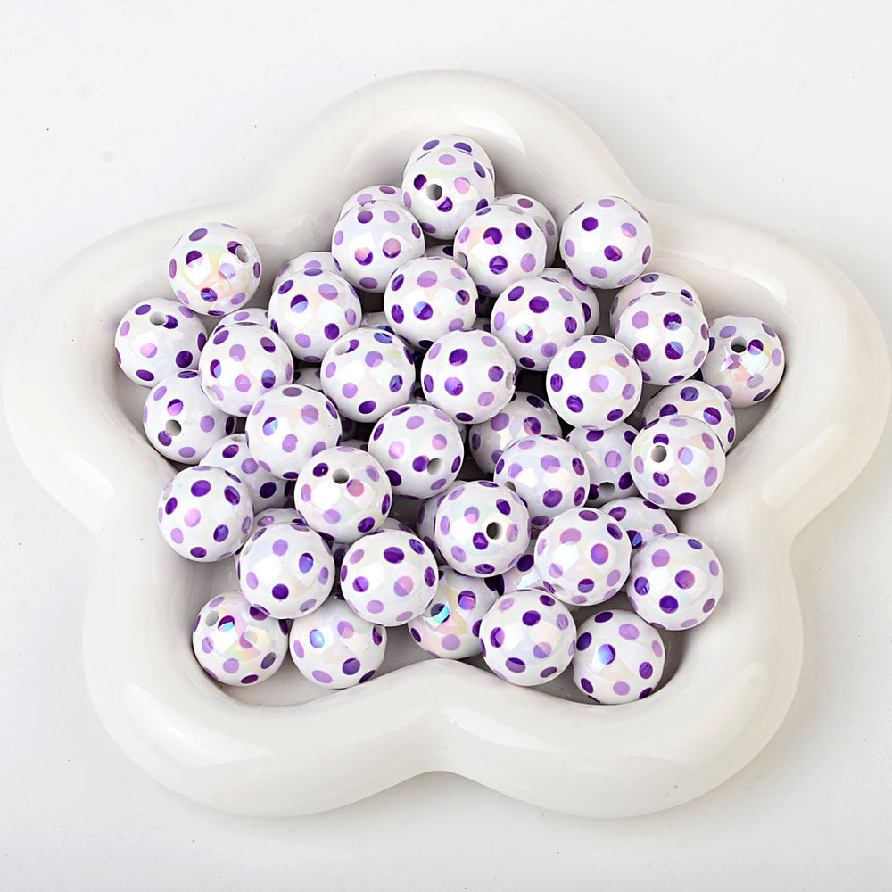 100Pcs hot-selling printing color dot through-hole beads DIY handmade bead pen mobile phone chain car pendant accessories wholesale