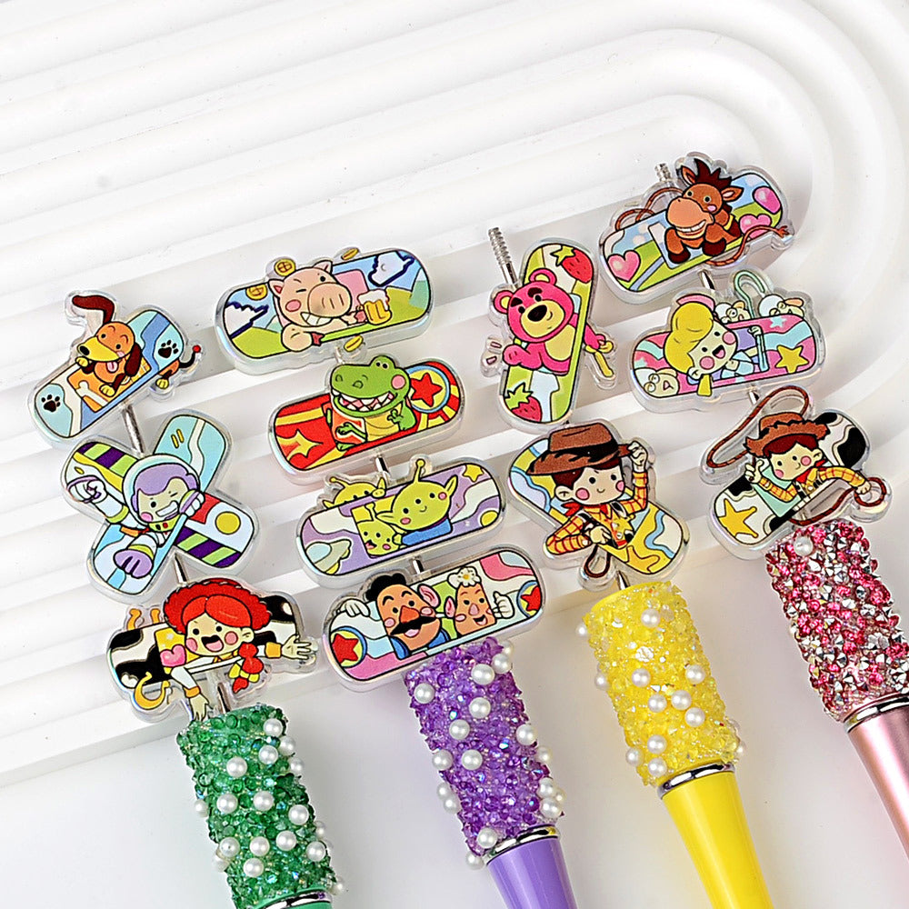 100Pcs Cartoon Toy Story Acrylic Skateboard Patch Beads Buzz Woody DIY Earrings Keychain Accessories