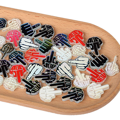 100Pcs acrylic flat sheet beads, bones, palm middle finger printing DIY bracelet, keychain jewelry accessories wholesale
