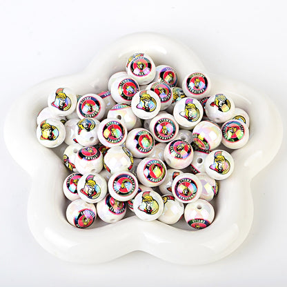 100Pcs US 32 NHL Ice Hockey Teams Printed Beads Beaded DIY Keys Mobile Phone Chain Handmade Jewelry Accessories Spot