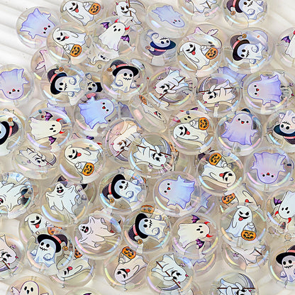 100Pcs UV plated Halloween element mixed ghost round cake beaded DIY beaded pen mobile phone keychain accessories