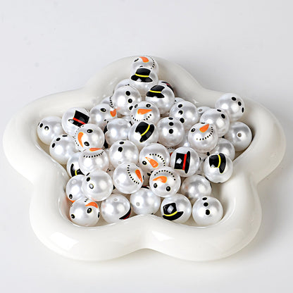 100Pcs Christmas doll snowman round beads DIY mobile phone keychain bead pen earrings jewelry accessories materials