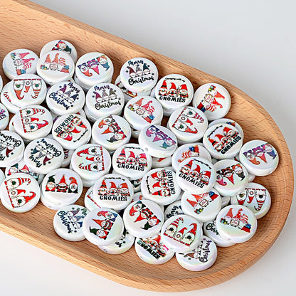 100Pcs double-sided printing Christmas series Santa Claus Christmas tree flat bead DIY jewelry accessories decoration handmade materials