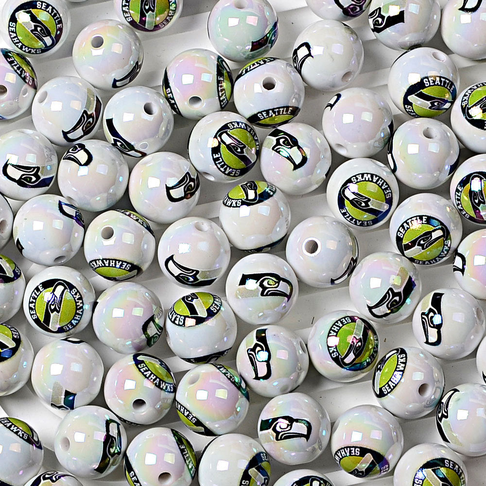 100Pcs 16MM American NFL32 football teams printed round beads DIY double-sided printed bead pen car hanging mobile phone with