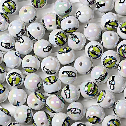 100Pcs 16MM American NFL32 football teams printed round beads DIY double-sided printed bead pen car hanging mobile phone with